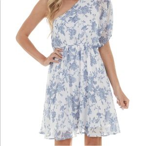 Gilli Blue and white one shoulder dress
